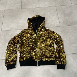 Gold sequins hooded jacket